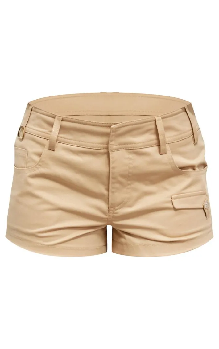 Nude Twill Low Waist Cargo Shorts