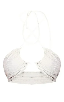 Nude Waffle Texture Halterneck Bikini Top