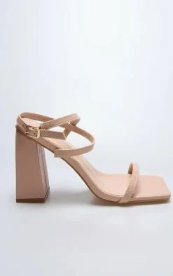Nude Wide Fit Barely There Block Heel Sandals