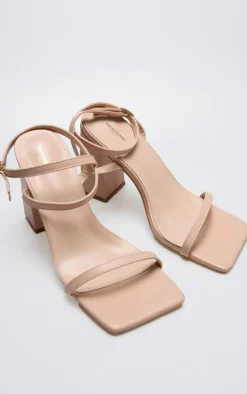 Nude Wide Fit Barely There Block Heel Sandals