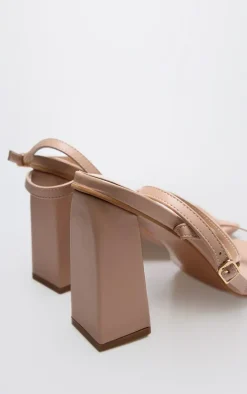 Nude Wide Fit Barely There Block Heel Sandals