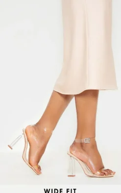 Nude Wide Fit Clear Block Heel Sandal