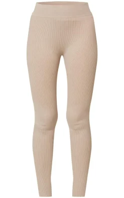 Oatmeal Acid Wash Seamless Rib High Waist Gym Leggings