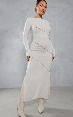 Oatmeal Binding Detail Midaxi Dress