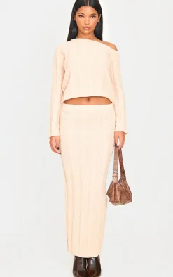 Oatmeal Cable Knit Maxi Skirt