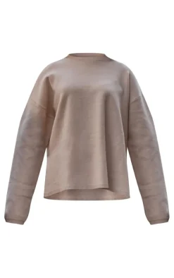 Oatmeal Crew Neck Knit Sweater