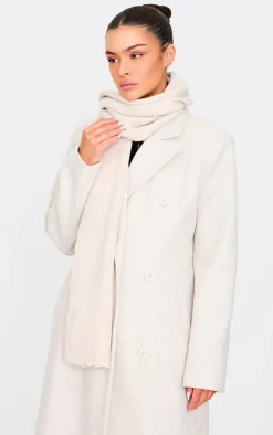 Oatmeal Glitter Scallop Rib Scarf