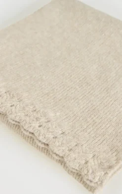 Oatmeal Glitter Scallop Rib Scarf