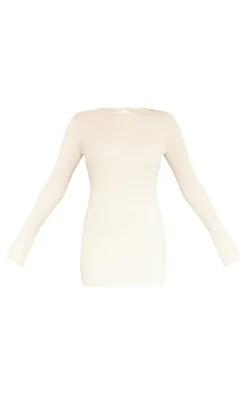 Oatmeal Rib Knit Open Back Mini Dress