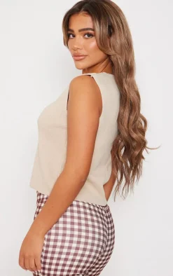 Oatmeal Soft Knit Button Up Vest