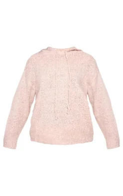 Oatmeal Textured Bobble Knit Hoodie