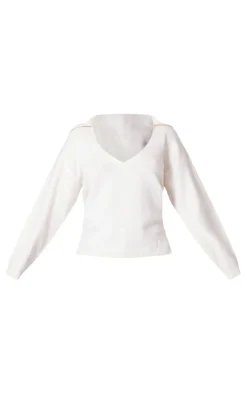 Off White Luxe Knit Open Back Oversized Sweater