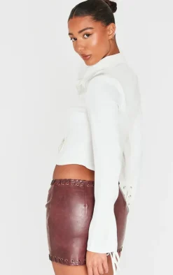 Off White Premium Woven Tie Front Shirt