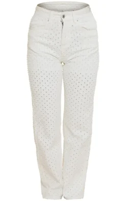 Off White Textured Jeans