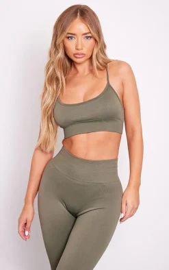 Olive Basic Seamless Padded Sports Bra