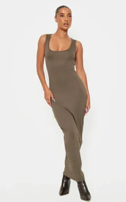 Olive Basic Simple Maxi Dress