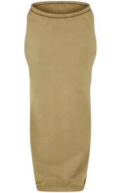 Olive Cotton Washed Maxi Skirt