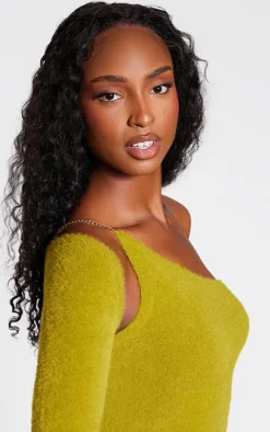 Olive Eyelash Knit Shrug And Top Set