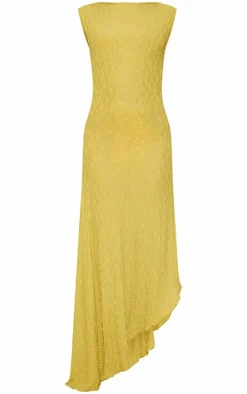 Olive Floral Lace Boat Neck Maxi Dress