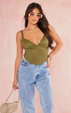 Olive Linen Look Corset