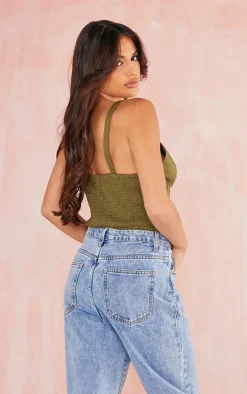 Olive Linen Look Corset