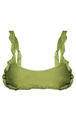 Olive Macrame Detail Bikini Top