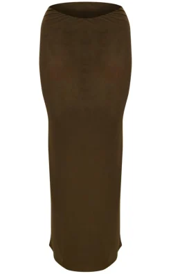 Olive Mesh Low Rise Maxi Skirt