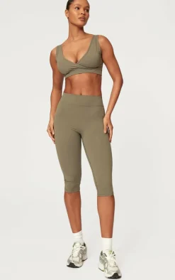 Olive Sculpt Cross Front Sports Bra