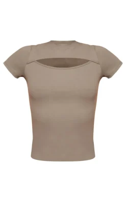 Olive Sculpt Cut Out Short Sleeve Top
