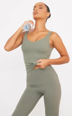 Olive Sculpt Longline Padded Sports Vest