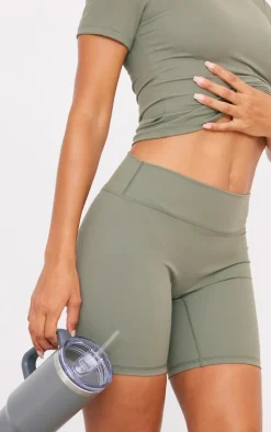 Olive Sculpt Longline Short Sleeve Gym Top