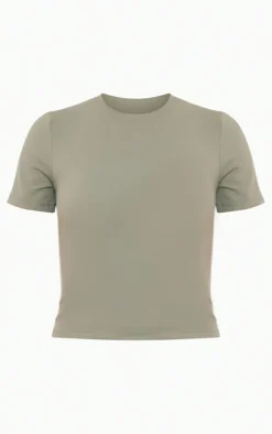 Olive Sculpt Longline Short Sleeve Gym Top