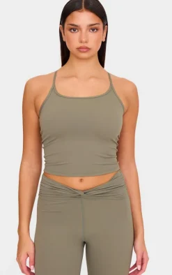 Olive Sculpt Strappy Back Gym Vest