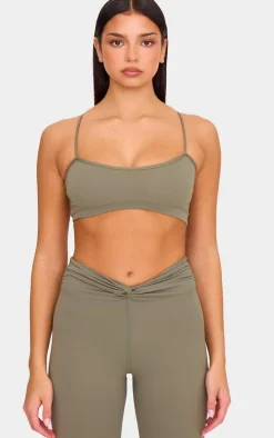 Olive Sculpt Strappy Dip Sports Bra