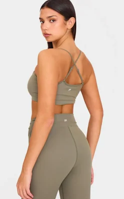 Olive Sculpt Strappy Dip Sports Bra
