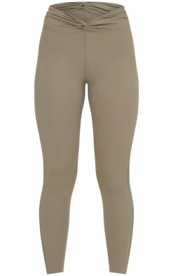 Olive Sculpt Twist Front Gym Leggings