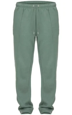 Olive Seam Detail Wide Leg Sweatpants