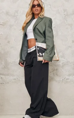 Olive Single Breasted Boxy Blazer