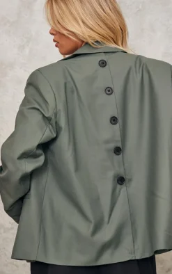 Olive Single Breasted Boxy Blazer