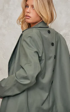 Olive Single Breasted Boxy Blazer