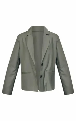 Olive Single Breasted Boxy Blazer