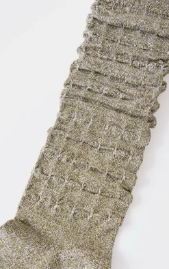 Olive Slouchy Knitted Marl Socks