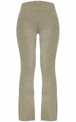 Olive Soft Bobble Knit Wide Leg Pants