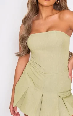Olive Tailored Woven Bandeau Skort Romper