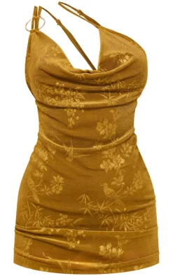 Olive Textured Cowl Mini Dress