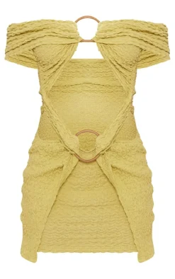 Olive Textured Ring Detail Bodycon Dress