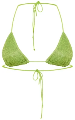 Olive Triangle Glitter Bikini Top