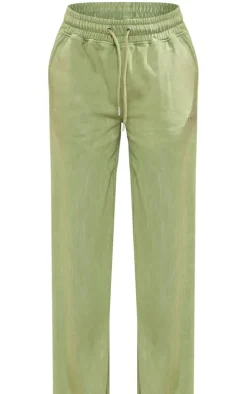 Olive Washed Oversized Low Rise Wide Leg Sweatpants