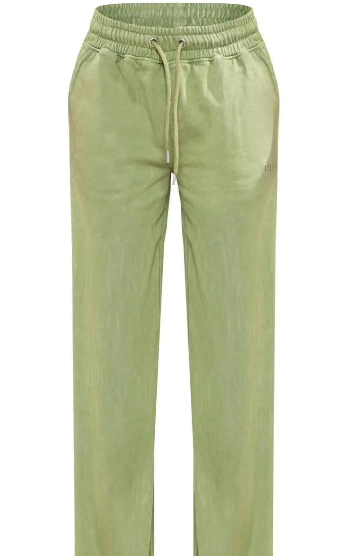 Olive Washed Oversized Low Rise Wide Leg Sweatpants