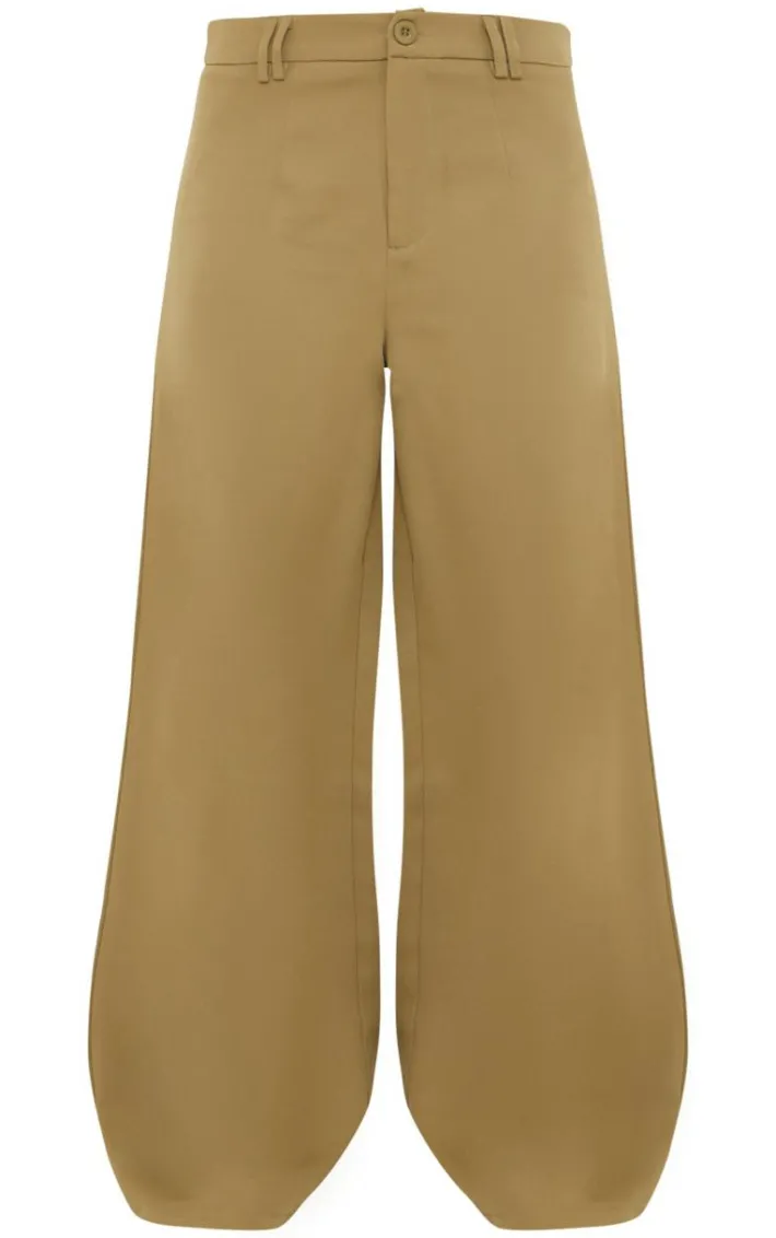 Olive Woven Double Belt Loop Suit Pants